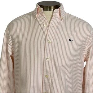 Vineyard Vines Sz S White Pink Stripe WHALE SHIRT 100% COTTON